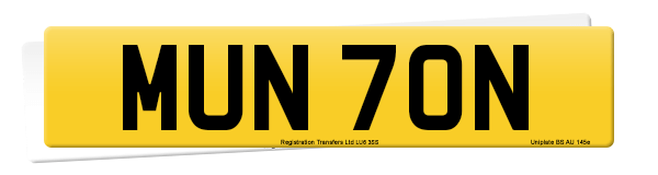Registration number MUN 70N